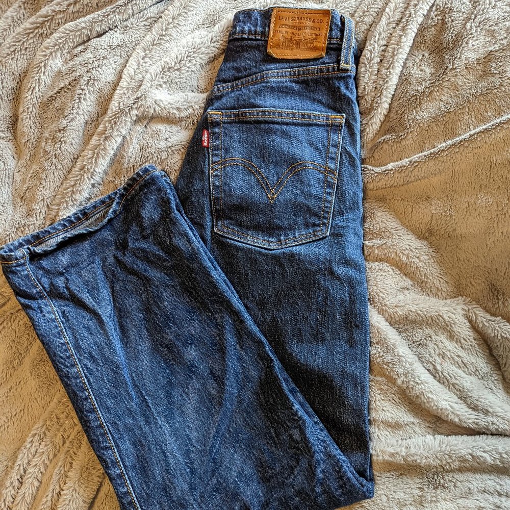 Levi's premium dark denim ribcage straight jeans 25